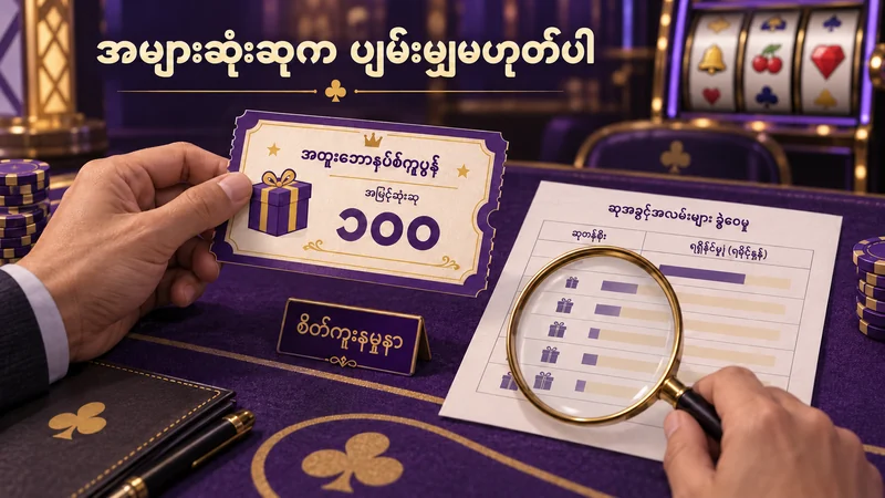 ကူပွန်ပေါ်က အများဆုံးဆု ၁၀၀ နှင့် ဆုအခွင့်အလမ်းစာရင်းကို မှန်ဘီလူးဖြင့် နှိုင်းယှဉ်ဖတ်နေသော လက်များ