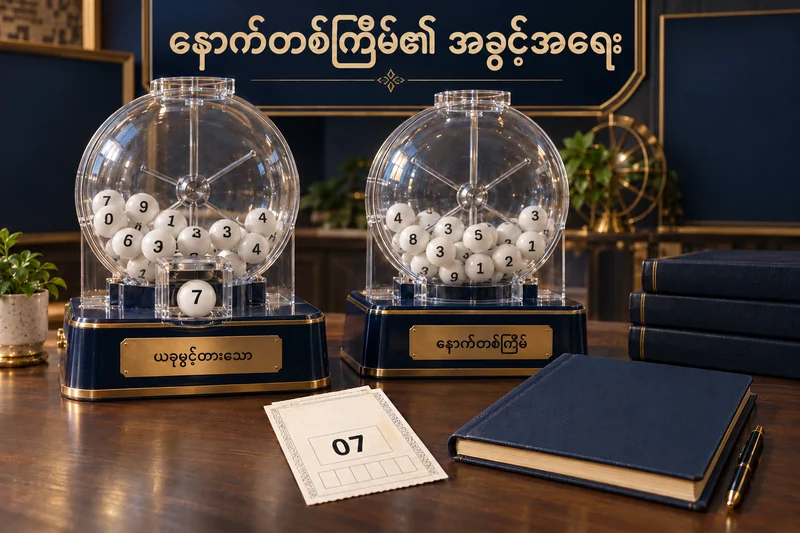 လက်မှတ် 07 နှင့် ပွဲဟောင်း၊ ပွဲသစ်ကို ခွဲပြသော ထီစက်နှစ်လုံး သရုပ်ဖော်ပုံ